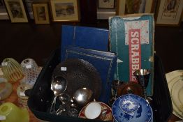 A mixed lot containing an album of vintage postcards most being around 1916, an album of stamps, tea