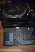 A DJ sound Lab mixer and set of two Direct Drive turntables