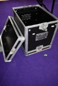 A rack mount flight case, external dimensions approx. 53x42x57cm