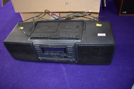 A Sony double tape cassette boom box