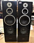 A pair of Wharfedale floor standing speakers.