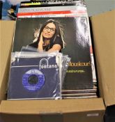A large box of Nana Mouskouri records including Greek and French pressings.