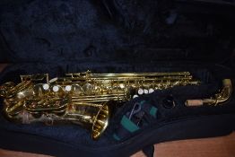 An Artemis MK IV Alto saxophone, with plush lined case etc