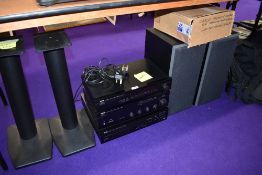 A selection of stackable Yamaha units including TX-480L , AX-380 CDC-645 with accessories and