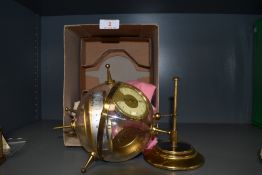 A German design weather station or barometer in a Sputnik style having mount and box