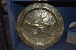 An arts and crafts style hand worked brass plaque for St Marys Church Ambleside