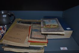 A selection of ephemera including Farmer Almanac 1948, Olympic Games Montreal programmes and ticket