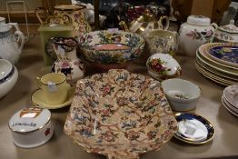A mixture of ceramics, including Wade jug, Maling ware bowl and platter, Royal Albert trinket dish