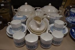 A selection of ceramics including Royal Doulton counterpoint cups, saucers and sugar basin, and