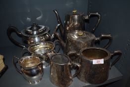 Two part tea services in silver plate one retailed by Bruford and sons