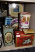 Ten vintage tins, sweet tins and tobacco tins and more.