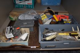 A selection of diy workshop and garage tools including drill bits