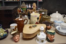 A mixed collection of ceramics and more, including Crown Devon tankard and two similar Royal Doulton