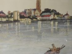 An etching after Martin Garvey, Limerick, signed, 29 x 33cm, framed and glazed