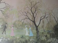 A print, after Helen Bradley, It was on an April evening, dated 1973, 39 x 57cm, framed and glazed