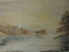 A watercolour, J Crosswell, Lake Scene, signed and dated 1913, 36 x 48cm, framed and glazed