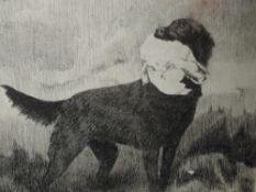 A sketch, J Dickinson, gun dog, signed and dated 1914, 20 x 18cm, framed and glazed