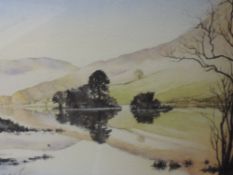 A watercolour, Christine Baines, Misty Morning Rydal, signed, attributed verso, 27 x 36cm, framed