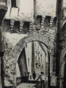 A print, after, Diaz, street scene, 39 x 26cm, framed and glazed