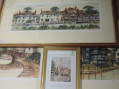Three Ltd Ed prints, after Les Harris, Wareham Quay Dorset, 20 x 50cm, numbered 17/300. Worsley