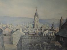 A watercolour, Neil Taylor, Kendal townscape from Fellside, signed and attributed verso, 34 x