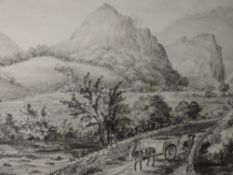 A pencil sketch, St John's Vale, Cumberland, attributed verso, 13 x 23cm, framed and glazed