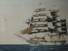 An etching, after W M, The Wave Clipper, indistinctly signed, 24 x 34cm, framed and glazed