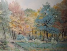 A watercolour, urban park, 35 x 52cm, framed and glazed