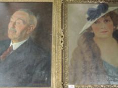 An oil painting, Gordon, portrait of a 1930's lady, signed, 57 x 52cm, framed, and an oil