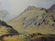 A watercolour, Geoffrey H Pooley, Side Pike Lagdale Pikes, from Lingmoor Fell, signed and attributed