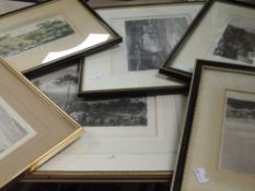 Three engravings, 19th century, Lancaster, inc North East View, 14 x 20cm, all framed and glazed,