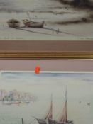 Two prints, after J Y Chevais, A Village au bord de L'eau, 27 x 38cm, and A fond La Maison, 28 x