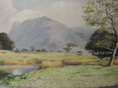 A watercolour, Geoffrey H Pooley, Fleetwith, Lakeland view, signed, 34 x 50cm, framed and glazed,