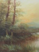 A pair of gouache paintings, autumnal landscapes, each 45 x 24cm, framed and glazed