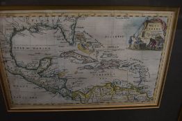 Map. West Indies: Thomas Jefferys, c.1750's. Later hand colouring. Depicting countries and