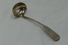 A Victorian Scottish provincial silver toddy ladle of fiddle back form bearing monogram GKR to