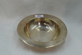 A silver lipped bowl of plain form having a rub over rim, London 1915, Edward Barnard & Sons Ltd,