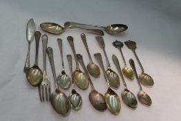 A selection of HM silver flatware of assorted forms including teaspoons, child's spoon and fork,