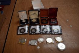 A collection of Silver Coins including UK, Canada, India etc along with Silver Medallions