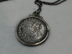 A Silver 1711 Dutch Ducaton in Silver mount with chain, from the wreck of the De Liefde sunk 1711,
