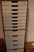 A Ikea 16 drawer unit, been used to store Coins