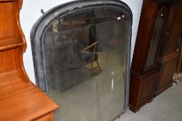 A Victorian ebonised overmantel mirror, in distressed state , width approx. 120cm