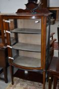 An Edwardian mahogany and inlaid display cabinet having convex glass door, width approx. 85cm