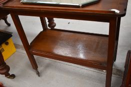 A composite part Edwardian oak and mahogany tea trolley, width approx. 78cm