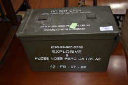 A military ammunition box, approx. 30 x 16 x 19cm