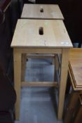 A pair of beech bar/kitchen stools