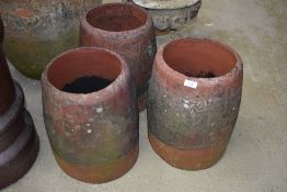 Three clay chimney pots