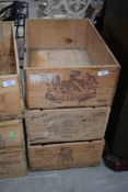 Three wooden wine crates