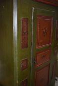A Continental style painted wardrobe or hall robe, width approx. 132cm