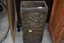 A vintage brassbound stick stand